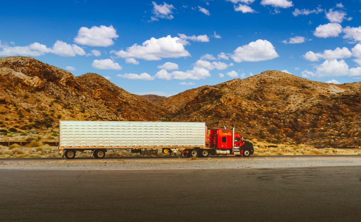 Semi truck on a scenic highway
